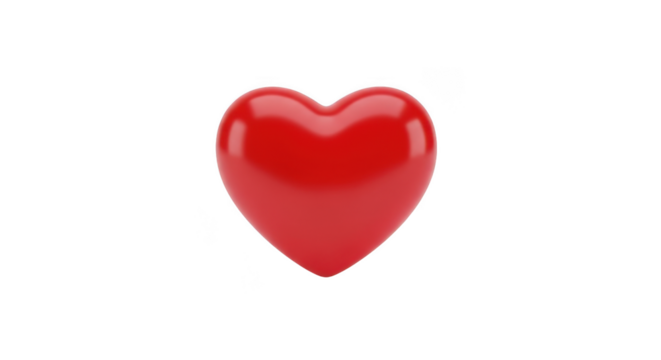 Shiny red heart symbol of love and romance glowing gently in isolation
