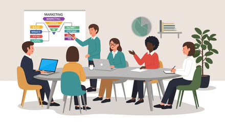 Business Team Meeting Around a Conference Table.
