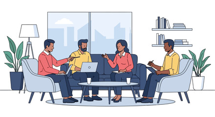Team of Professionals Collaborating in Modern Office Setting.