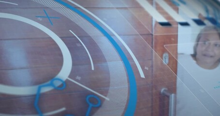 Son's forearm knocking door and activating smart home UI, opening door while mother welcoming - Powered by Adobe