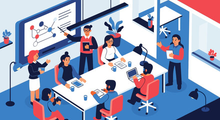Team Meeting: People Collaborating Around a Table.
