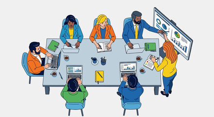 Business Team Meeting Around Conference Table.