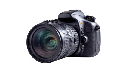 Fototapeta premium Professional DSLR Camera with Zoom Lens Isolated on White Background