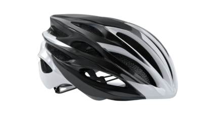 Black and White Bicycle Helmet Isolated on White Background