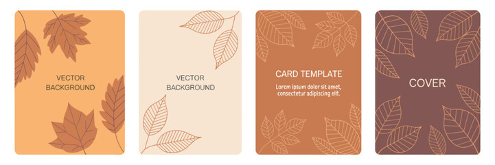 Stylish fall leaf vector templates and covers for invitations and creative projects