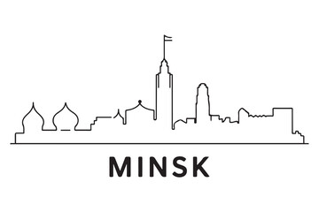 Minsk Line Art skyline silhouette. Black Minsk city design. with white background