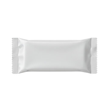 Blank white plastic foil candy or granola bar wrapper mockup