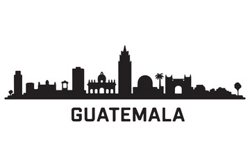 Naklejka premium Guatemala city Line Art skyline silhouette. Black Guatemala city city design. with white background