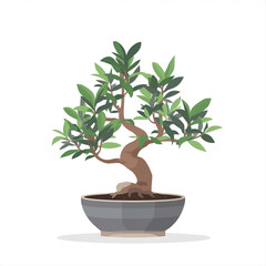 Elegant bonsai tree in a minimalist grey pot, symbolizing peace and nature indoors.