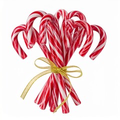 Fototapeta premium Bunch of Red and White Striped Candy Canes Tied with Gold Ribbon