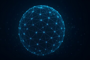 Glowing Digital Network Sphere for Global Technology and AI Marketing