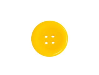 Yellow button bead isolated on transparent background