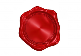 Shiny red wax seal glossy isolated on a transparent background