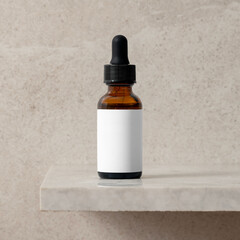 Serum bottle mockup png, label for beauty dropper product