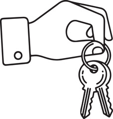 Hand Holding Keys Vector Illustration – Real Estate and Security Concept