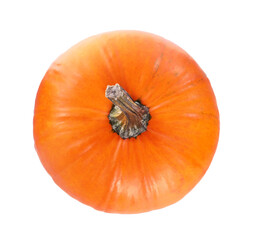 Ripe pumpkin isolated on white, top view