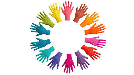 Human hands gently holding a perfect round circle shape with soft light and clean composition isolated on white background