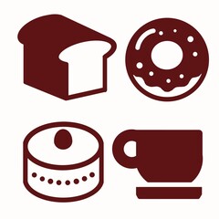 Bakery, Coffee, and Sweet Treats Solid Icons Set