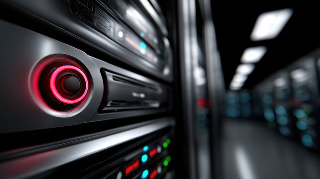 Server room with active control panel during late night monitoring - Powered by Adobe