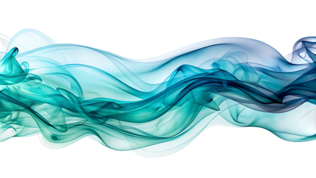 Ethereal wisps of turquoise and aqua smoke, flowing across a dark backdrop, cutout, PNG, isolated on white or transparent background, AI