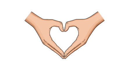 Fototapeta premium Heart shape made with hands gesture on white background