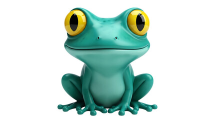 Obraz premium A cute, cartoonish frog with big yellow eyes, isolated on transparent background