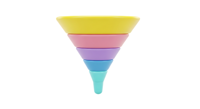 A colorful layered funnel isolated on transparent background