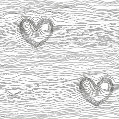line art heart seamless pattern, lines and hearts background, hand drawn wrapping paper design, textile pattern with hearts