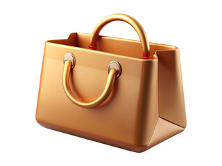 Gold handbag isolated on transparent background stylish accessory for carrying personal items, fashion and shopping