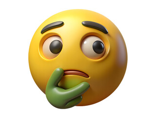 A 3d rendering of a nauseated emoji with a sickly expression isolated on transparent background