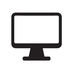 Black silhouette of a modern computer monitor on a white background