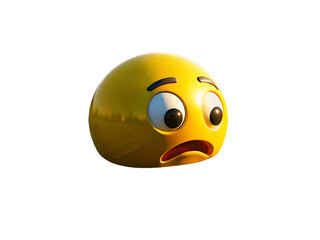 A sad yellow emoji with downturned mouth and worried eyes isolated on transparent background disappointed expression