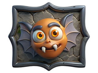 Whimsical bat cartoon character isolated on transparent background, featuring a playful and endearing expression