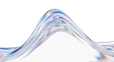 Abstract transparent wave isolated on white background, creating a sense of fluidity and movement