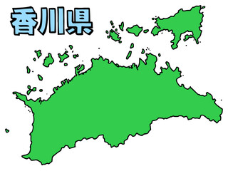 少しゆるい香川県地図 書き文字 四国 西日本 / A loosely drawn map of Kagawa prefecture