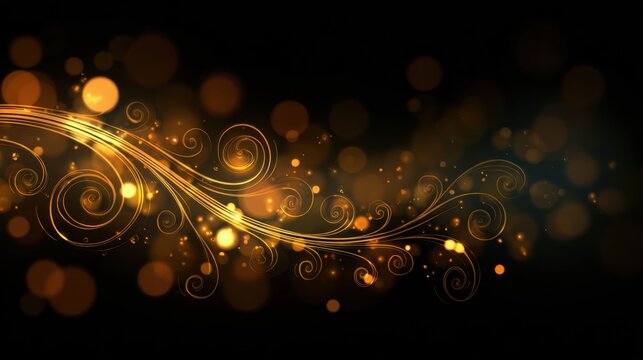 glowing golden flourishes with bokeh lights