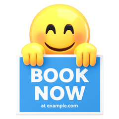 Png emoji holding sign sticker, transparent background