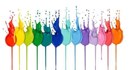 Colorful paint splash isolated on white background, abstract vibrant liquid art and creative concept