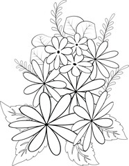 coloring page ,flower, vintage, vector, floral, pattern, nature, leaf, plant, design, flowers, decoration, branch, card, summer, seamless, art, drawing, illustration, rose, sketch, ornament, wallpaper