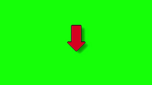 Seamless Loop Retro Pixel Art Animation of a Down Arrow Moving
