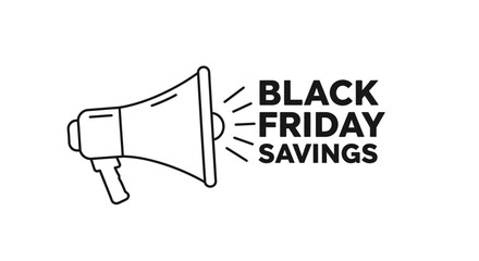 Black Friday Savings Announcement with Megaphone Illustration.
