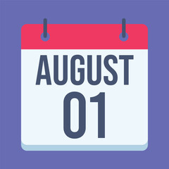 1 August World Wide Web Day Calendar. Blue Background. Isolated Vector Calendar.