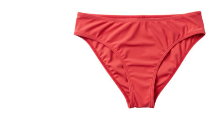 Red swim bikini bottom on white background  