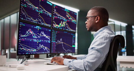 African American Man Working As Stock Broker