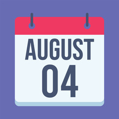 4 August U.S. Coast Guard Day Calendar. Blue Background. Isolated Vector Calendar.