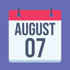 7 August International Friendship Day Calendar. Blue Background. Isolated Vector Calendar.