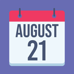 21 August World Senior Citizens Day Calendar. Blue Background. Isolated Vector Calendar.