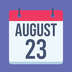 23 August Slave Trade Remembrance Day Calendar. Blue Background. Isolated Vector Calendar.