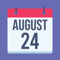 24 August Calendar. Blue Background. Isolated Vector Calendar.