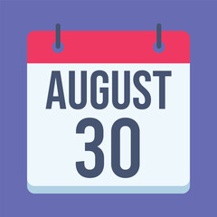 30 August International Day for Victims of Enforced Disappearances Calendar. Blue Background. Isolated Vector Calendar.
